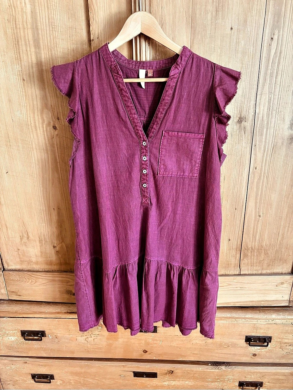 Pilcro Sleeveless Ruffle-Hem Shirt Dress Purple Small Like New